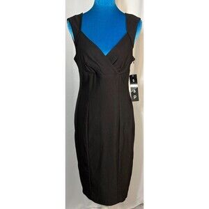 Snap Little Black Dress Size 13 NWT Sleeveless Sheath Faux Wrap Career